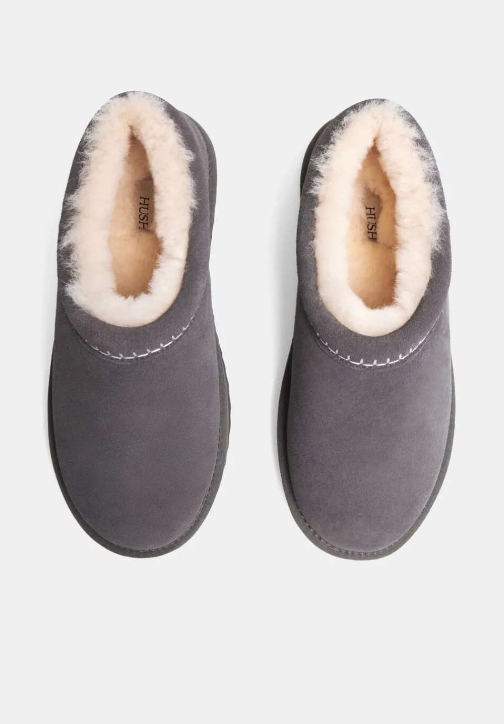 hush Slippers|Flats|Padded Collar Sheepskin Snug Slippers Grey