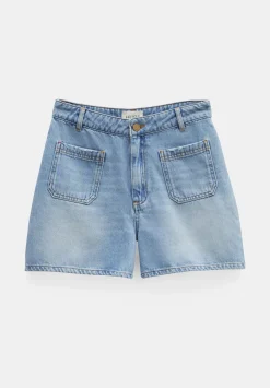 hush Shorts|Patch Pocket Denim Shorts Mid Authentic Wash