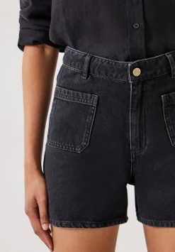 hush Shorts|Patch Pocket Denim Shorts Washed Black