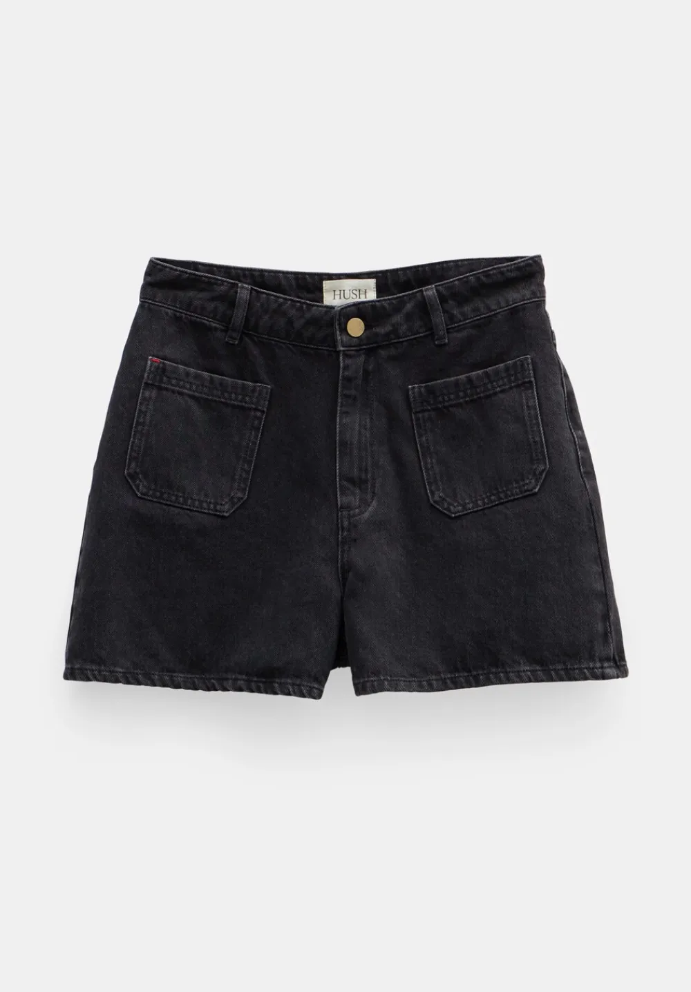 hush Shorts|Patch Pocket Denim Shorts Washed Black