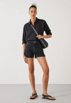 hush Shorts|Patch Pocket Denim Shorts Washed Black