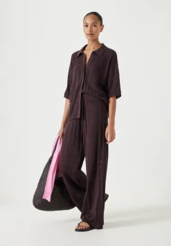 hush Trousers|Patchwork Stitch Knitted Trouser Chocolate Torte