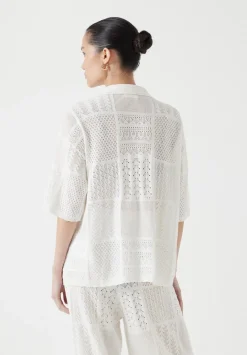 hush Tops & T-Shirts|Jumpers & Cardigans|Patchwork Stitch Knitted Top Soft White