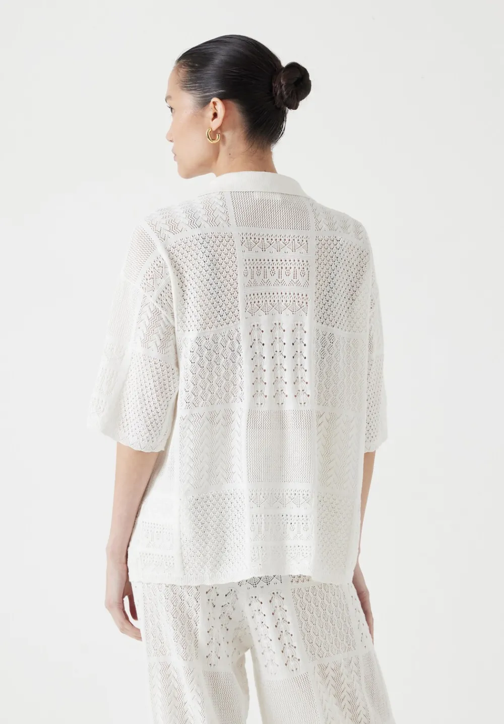 hush Tops & T-Shirts|Jumpers & Cardigans|Patchwork Stitch Knitted Top Soft White