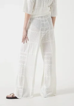 hush Trousers|Patchwork Stitch Knitted Trouser Soft White