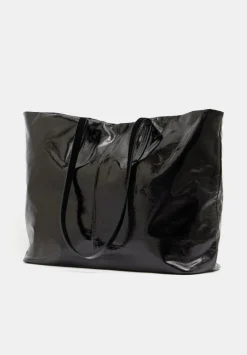 hush Bags|Patent Leather Tote Black