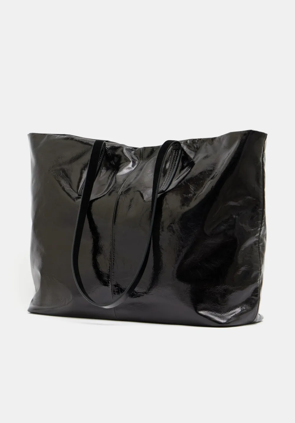 hush Bags|Patent Leather Tote Black