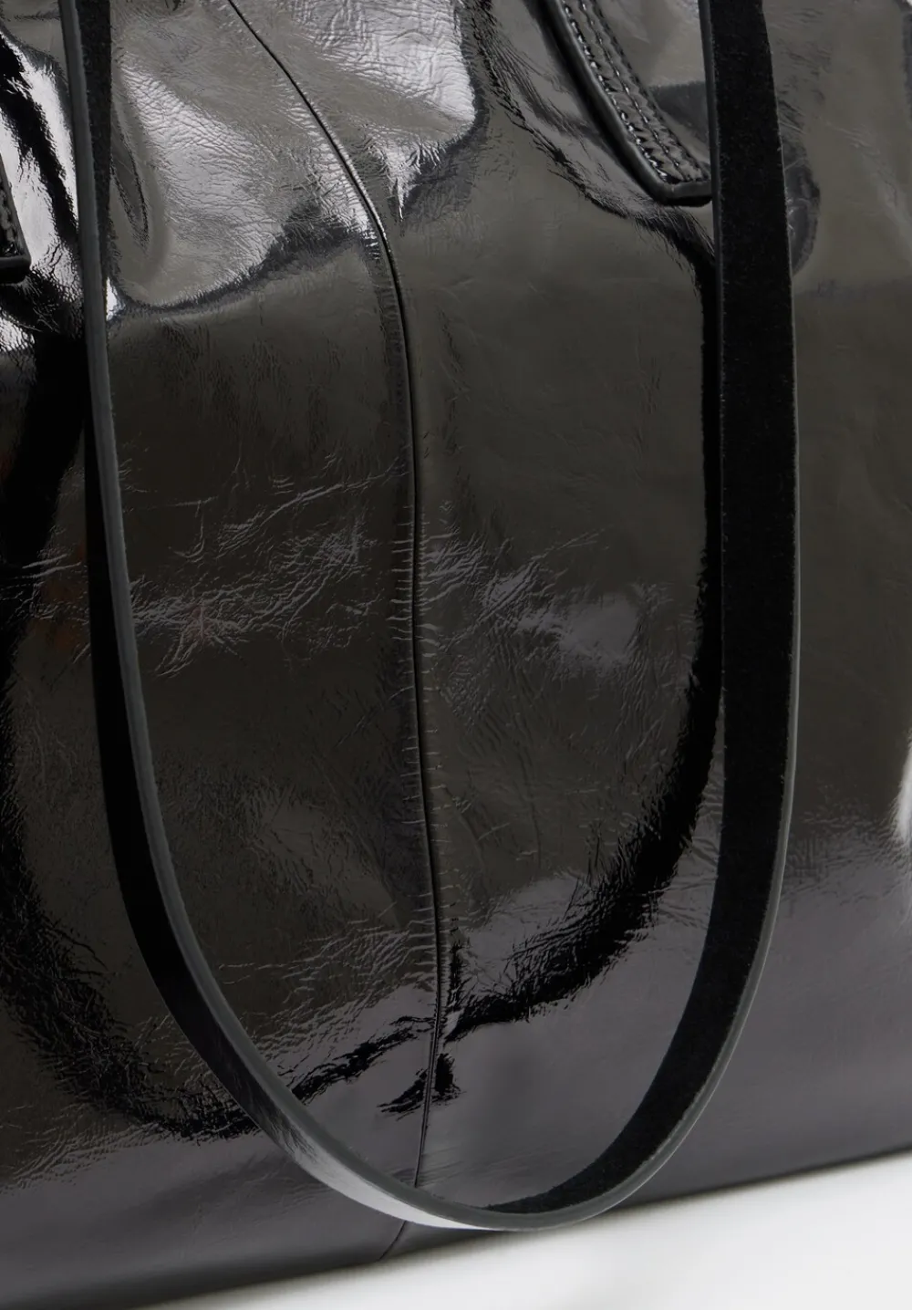 hush Bags|Patent Leather Tote Black