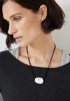 hush Jewellery|Pebble Pendant Cord Necklace Silver
