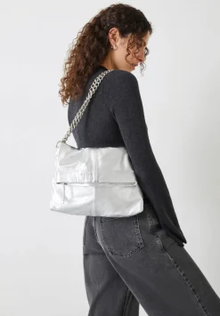 hush Bags|Perrie Chain Leather Crossbody Bag Silver