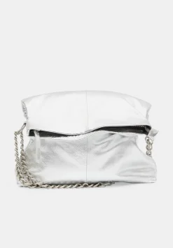 hush Bags|Perrie Chain Leather Crossbody Bag Silver