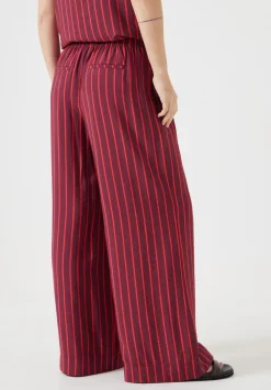 hush Jeans|Trousers|Petunia Air Flow Wide Leg Trousers Maroon & Red Stripe