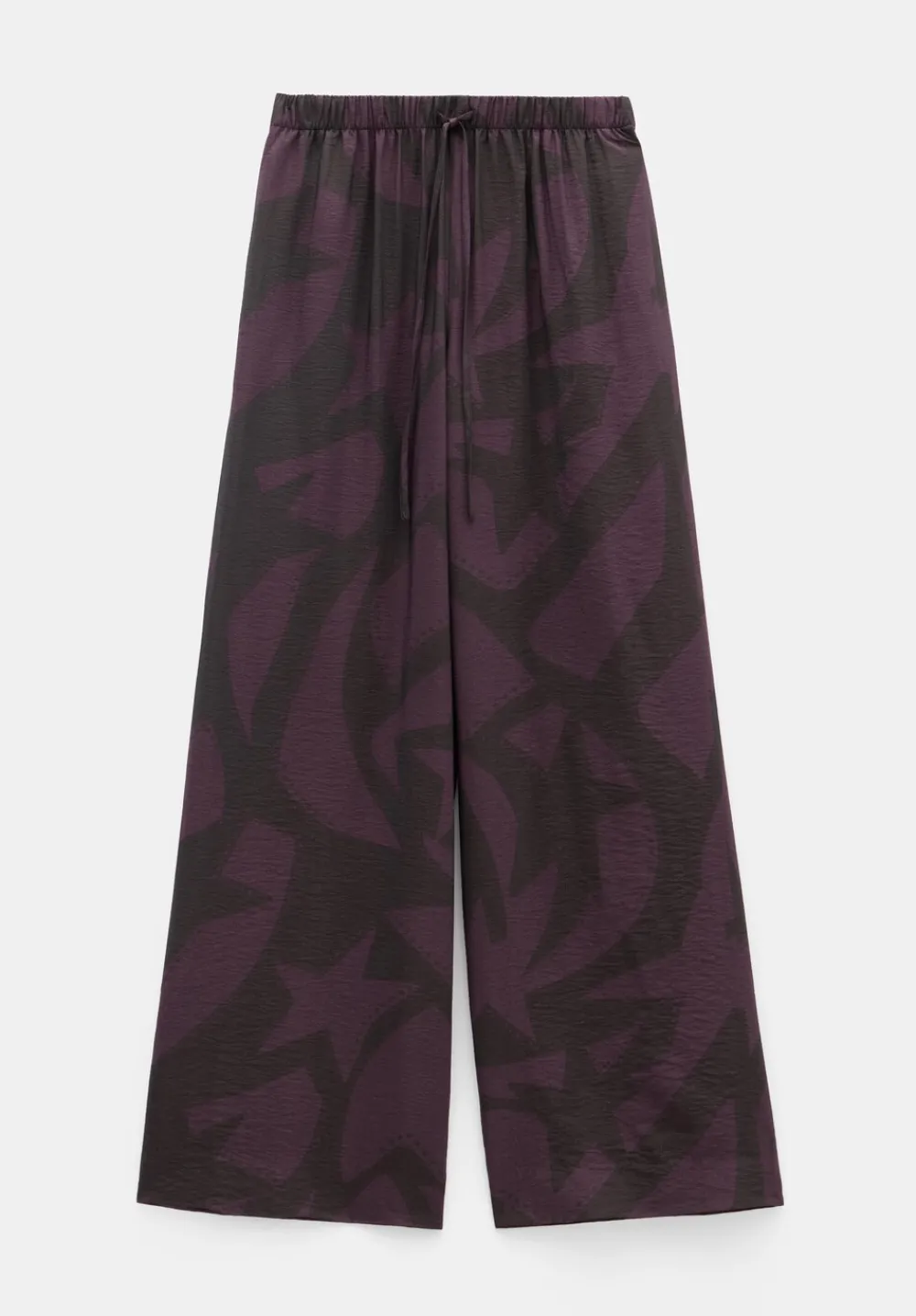 hush Jeans|Trousers|Petunia Air Flow Wide Leg Trousers Purple/Brown Abstract Shapes