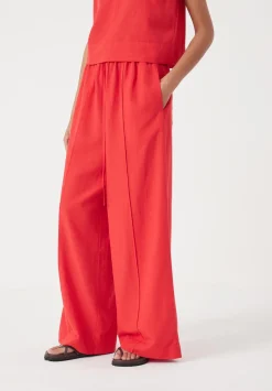 hush Trousers|Petunia Linen Blend Trouser True Red