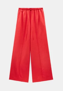 hush Trousers|Petunia Linen Blend Trouser True Red