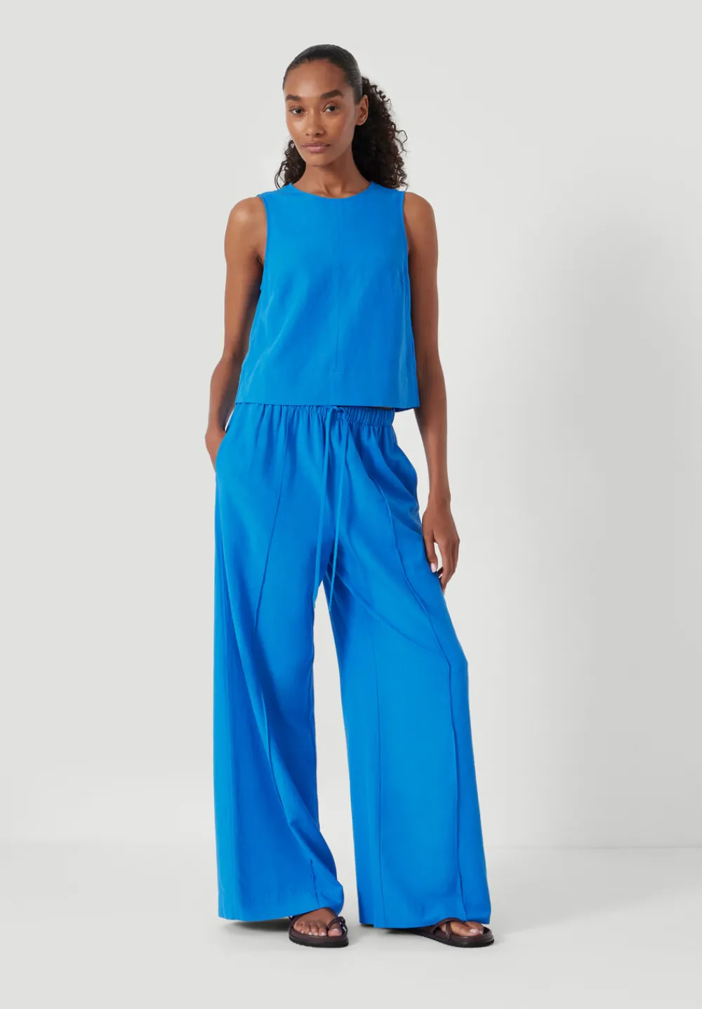 hush Trousers|Petunia Linen Blend Trouser Sapphire Blue