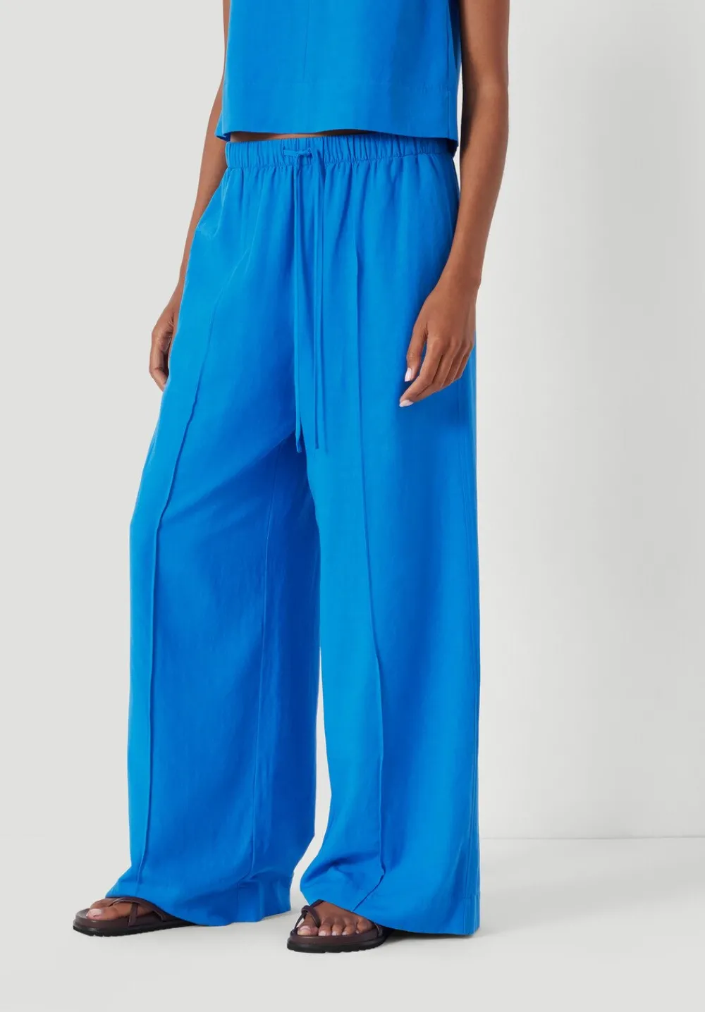 hush Trousers|Petunia Linen Blend Trouser Sapphire Blue