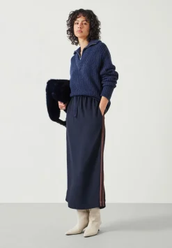 hush Skirts|Petunia Side Stripe Midi Skirt Navy
