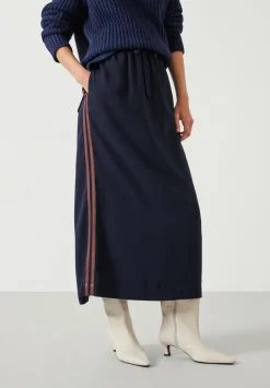 hush Skirts|Petunia Side Stripe Midi Skirt Navy
