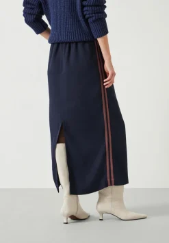 hush Skirts|Petunia Side Stripe Midi Skirt Navy