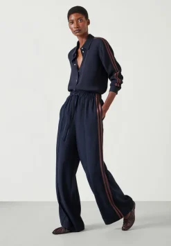 hush Trousers|Petunia Side Stripe Trousers Navy
