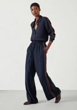 hush Trousers|Petunia Side Stripe Trousers Navy