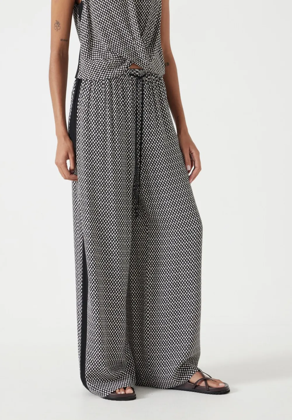 hush Jeans|Trousers|Petunia Wide Leg Trousers Triangles Black