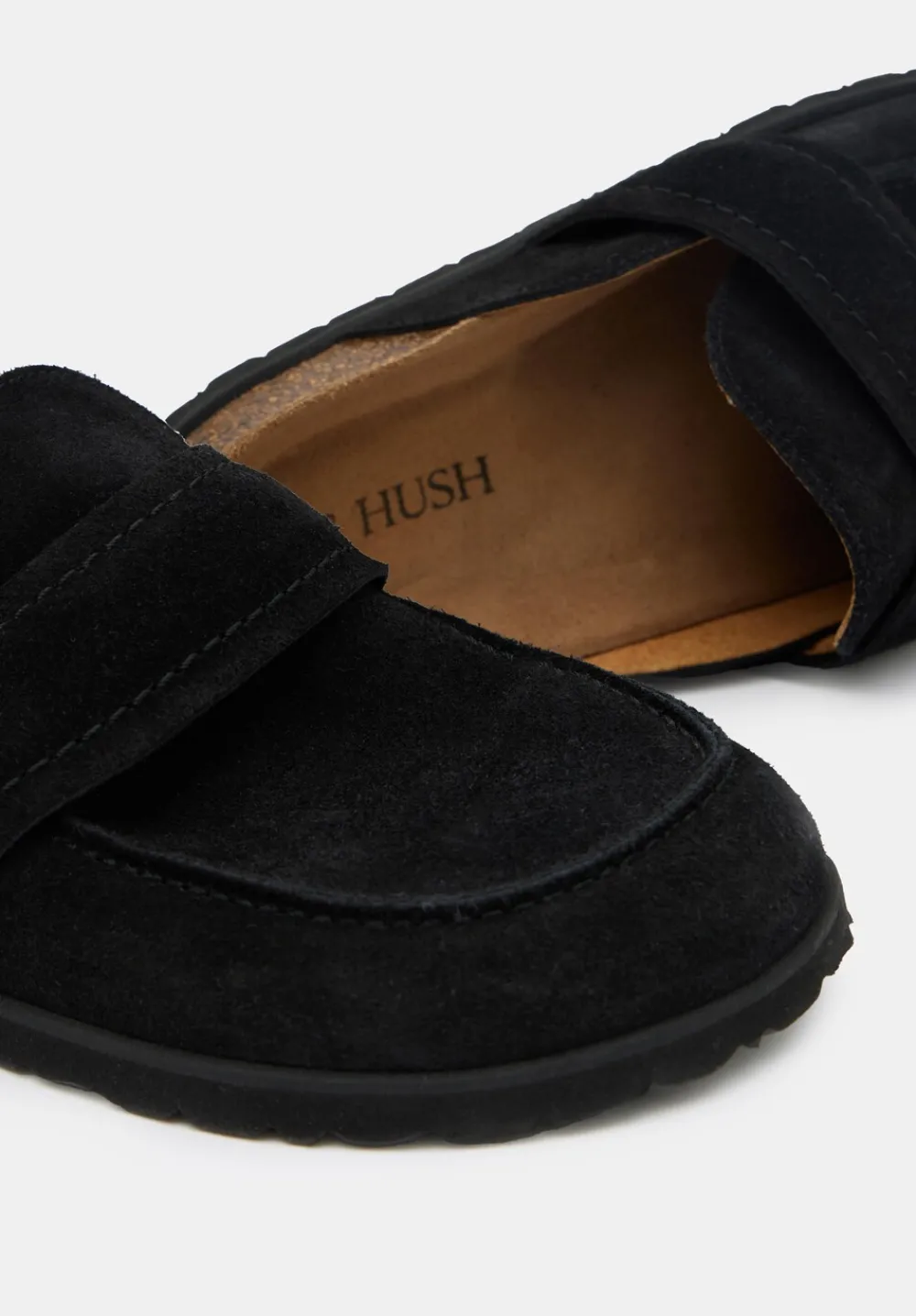 hush Flats|Pia Padded Suede Mules Black