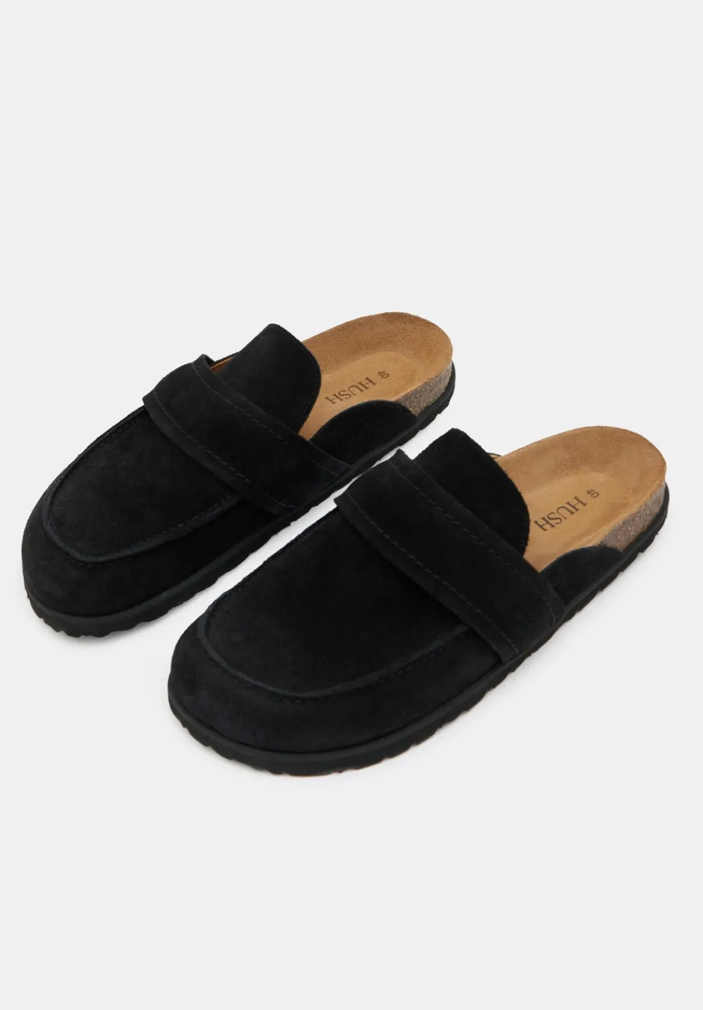 hush Flats|Pia Padded Suede Mules Black