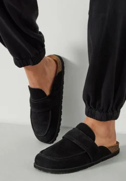 hush Flats|Pia Padded Suede Mules Black