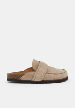 hush Flats|Pia Padded Suede Mules Light Taupe