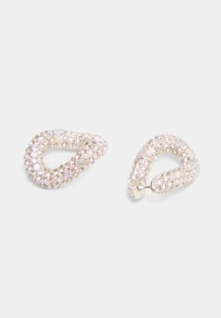 hush Jewellery|Pia Pave Twist Hoop Earrings Silver