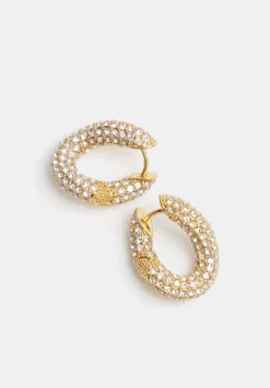 hush Jewellery|Pia Pave Twist Hoop Earrings Gold