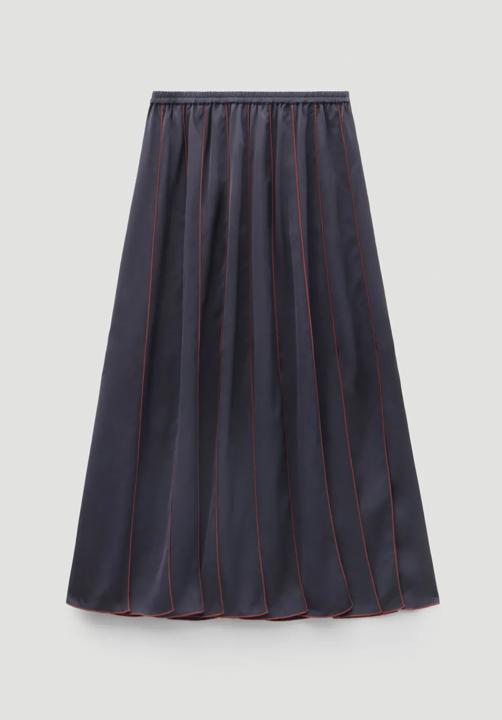 hush Skirts|Pippa Satin Pleated Skirt Dark Navy/Burgundy Brown
