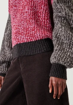 hush Jumpers & Cardigans|Pippa Wool Blend Colourblock Jumper Red Pink Tweed