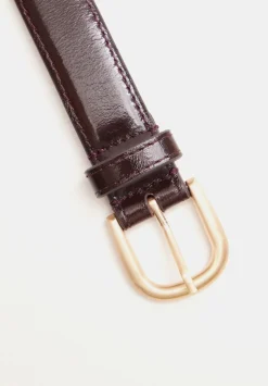 hush Belts|Polly Patent Leather Belt Oxblood