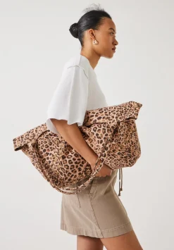 hush Bags|Printed Britney Canvas Tote Bag Natural Leopard