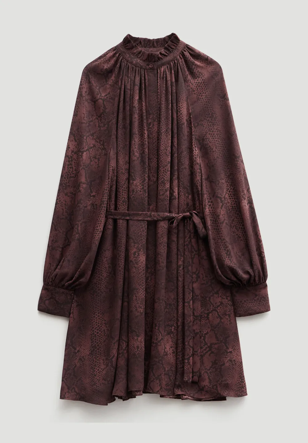 hush Dresses|Printed Chiffon Mini Dress Snake Print Brown