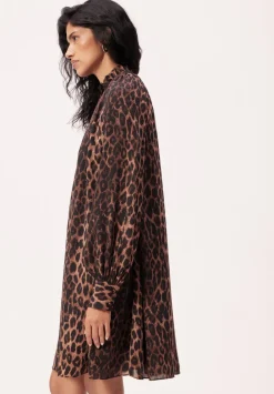 hush Dresses|Printed Chiffon Mini Dress Natural Leopard Brown