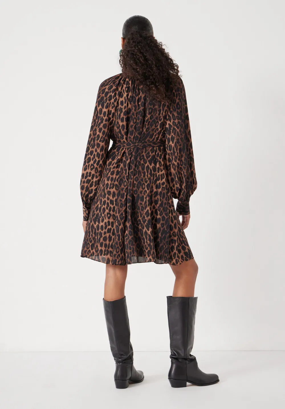 hush Dresses|Printed Chiffon Mini Dress Natural Leopard Brown