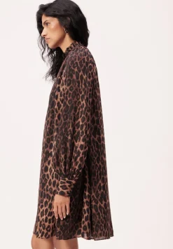 hush Dresses|Printed Chiffon Mini Dress Natural Leopard Brown