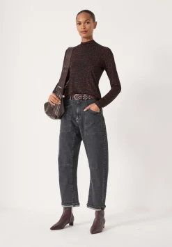 hush Tops & T-Shirts|Printed Long Sleeve Top Natural Leopard Brown