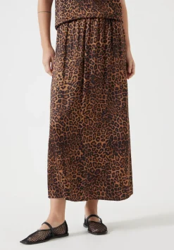 hush Skirts|Jeans|Printed Midi Skirt Brown Leopard Print