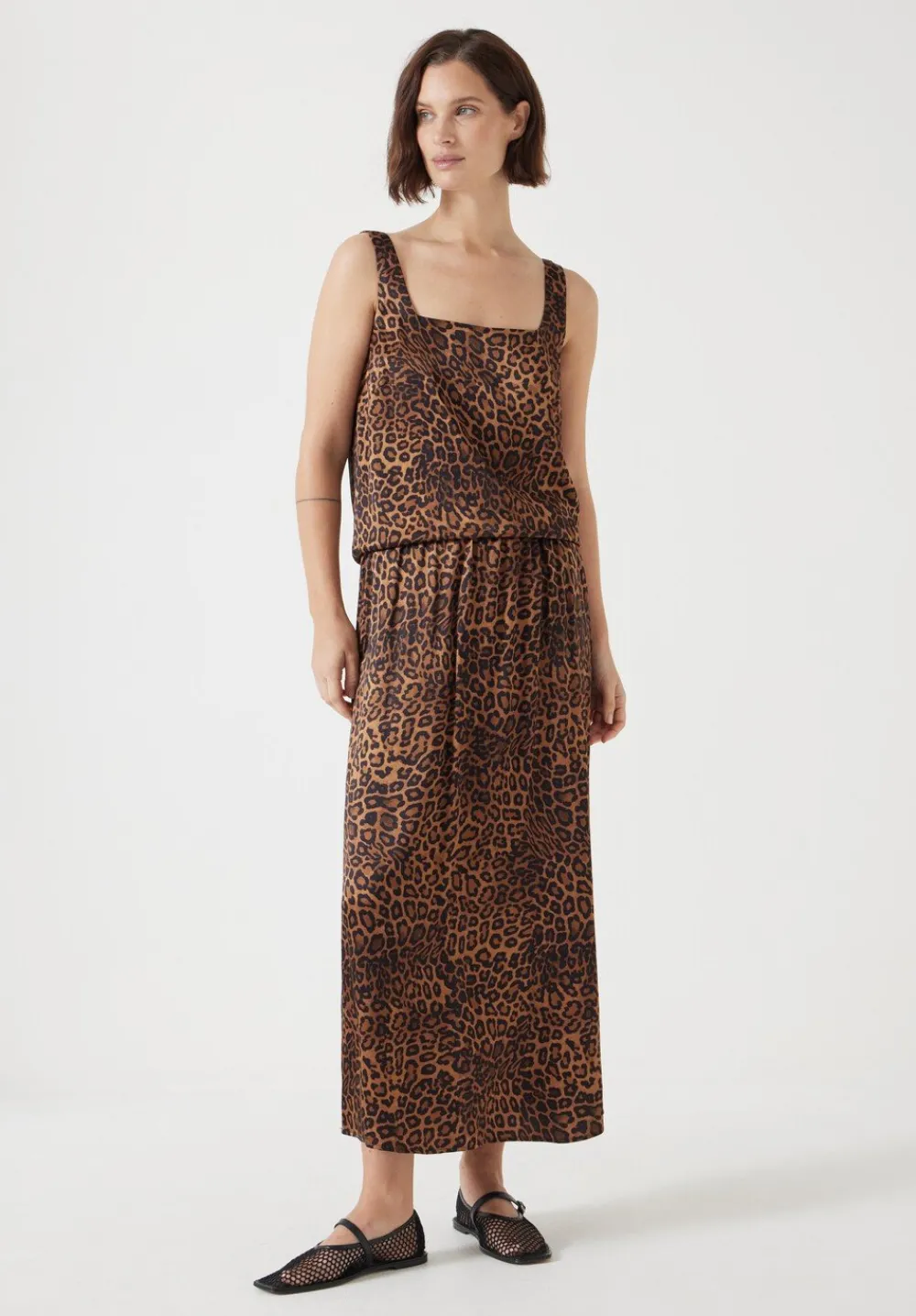 hush Skirts|Jeans|Printed Midi Skirt Brown Leopard Print