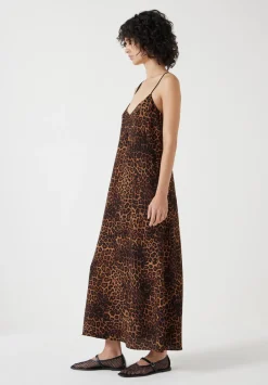 hush Jeans|Dresses|Printed Midi Slip Dress Brown Leopard Print