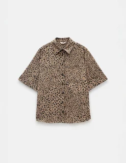 hush Tops & T-Shirts|Shirts & Blouses|Printed Short Sleeve Shirt Brown Animal Mark
