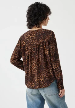 hush Tops & T-Shirts|Shirts & Blouses|Printed V-Neck Blouse Brown Leopard Print