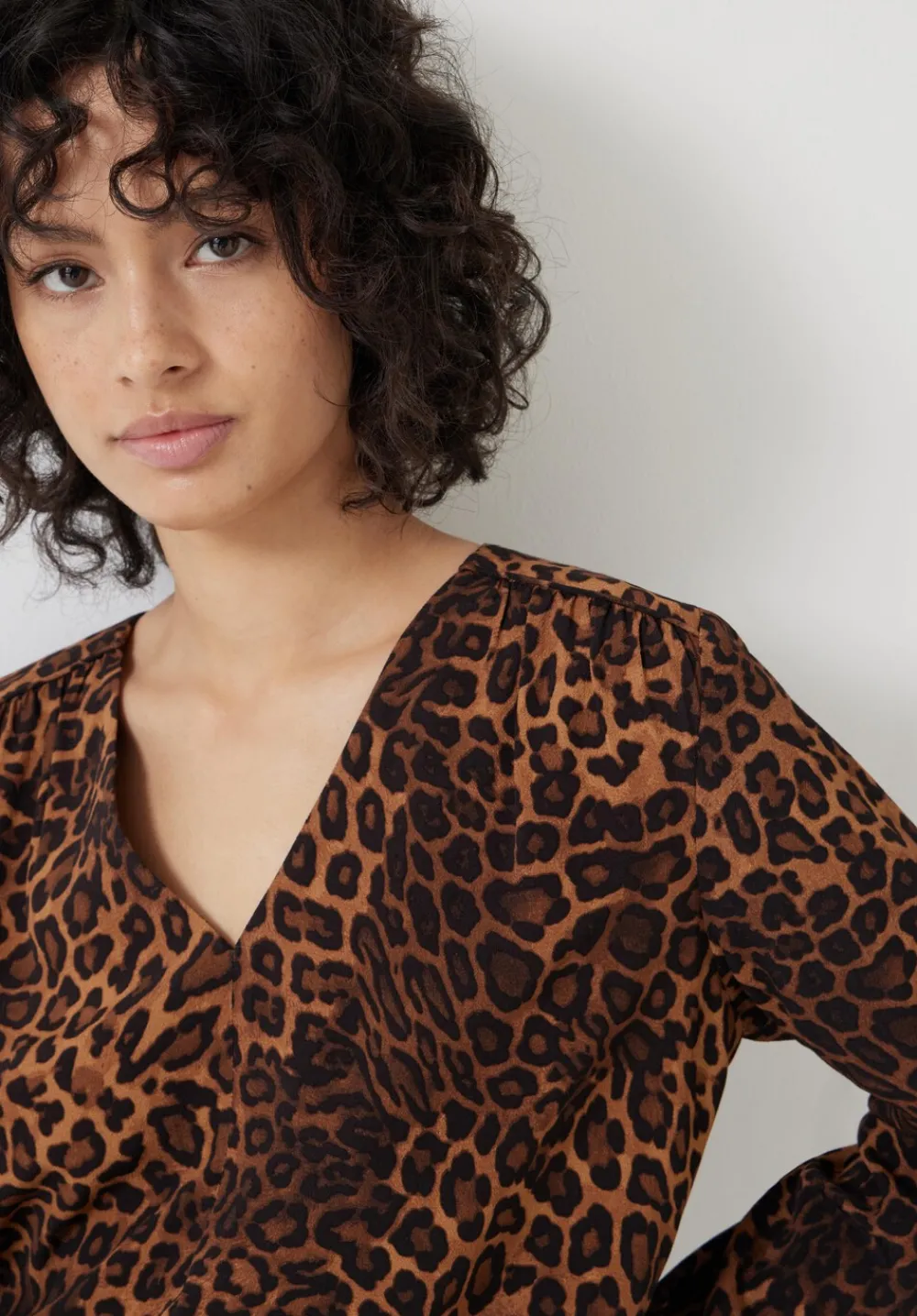 hush Tops & T-Shirts|Shirts & Blouses|Printed V-Neck Blouse Brown Leopard Print