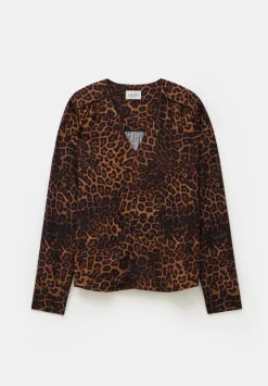 hush Tops & T-Shirts|Shirts & Blouses|Printed V-Neck Blouse Brown Leopard Print
