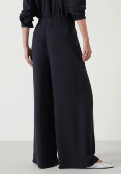 hush Trousers|Prisha Wide Leg Pinstripe Trousers Washed Black